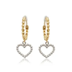 14k Gold Outline Heart on Hoop Children's Earring