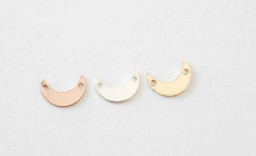 14k Gold Wholesale Filled Crescent Blank Charm, Gold Crescent Moon Blanks, Gold Filled Crescent Moon Connector Link Charms