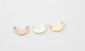 14k Gold Wholesale Filled Crescent Blank Charm, Gold Crescent Moon Blanks, Gold Filled Crescent Moon Connector Link Charms