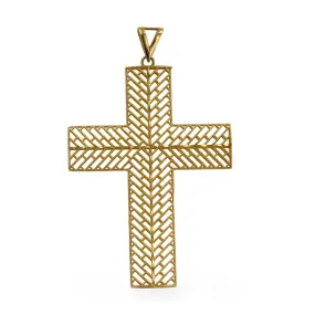 14k Yellow gold filigrana cross pendant-206973