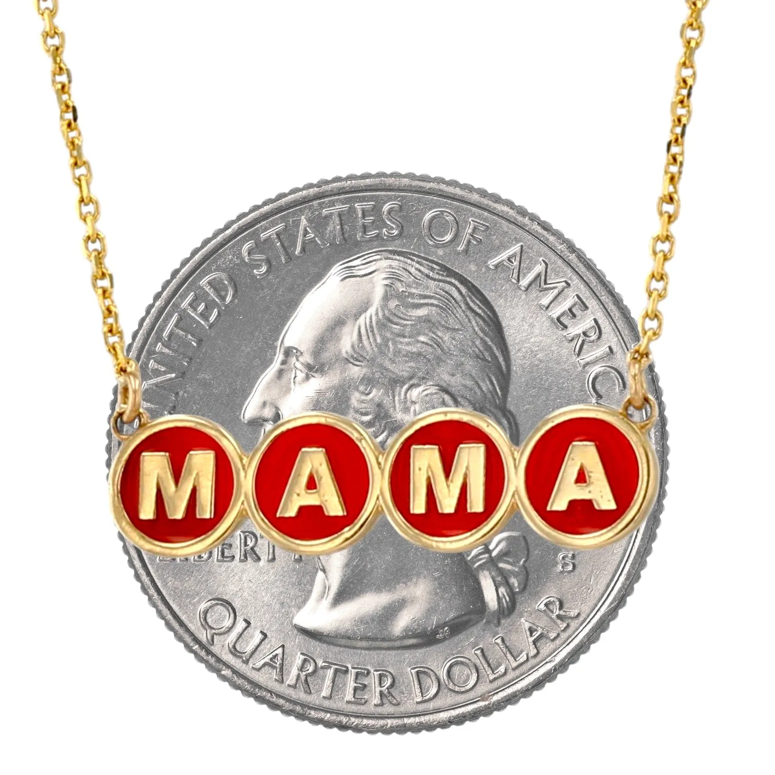 14K Yellow gold mama red enamel singapore chain-538720