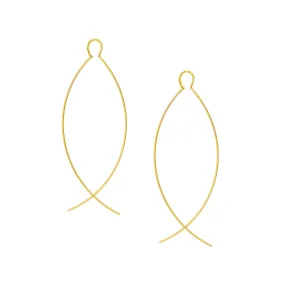 14K Yellow or White Gold Curved Wire Threader Earrings