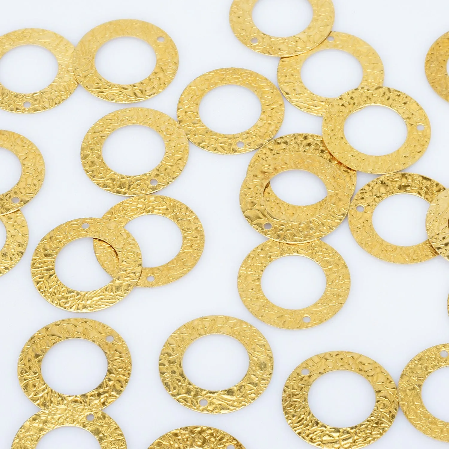 25mm Raw Brass Center Cut Out Hammered Circle Pendant with 2mm hole Hammered Texture Hammered Discs 20pcs 10276250