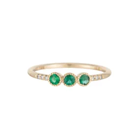 3 Bezel Emerald Equilibrium Ring