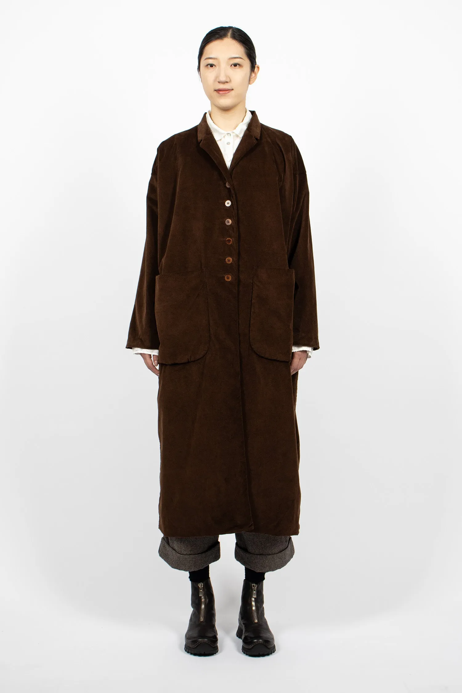 45_34 Velvet Long Coat Coffee