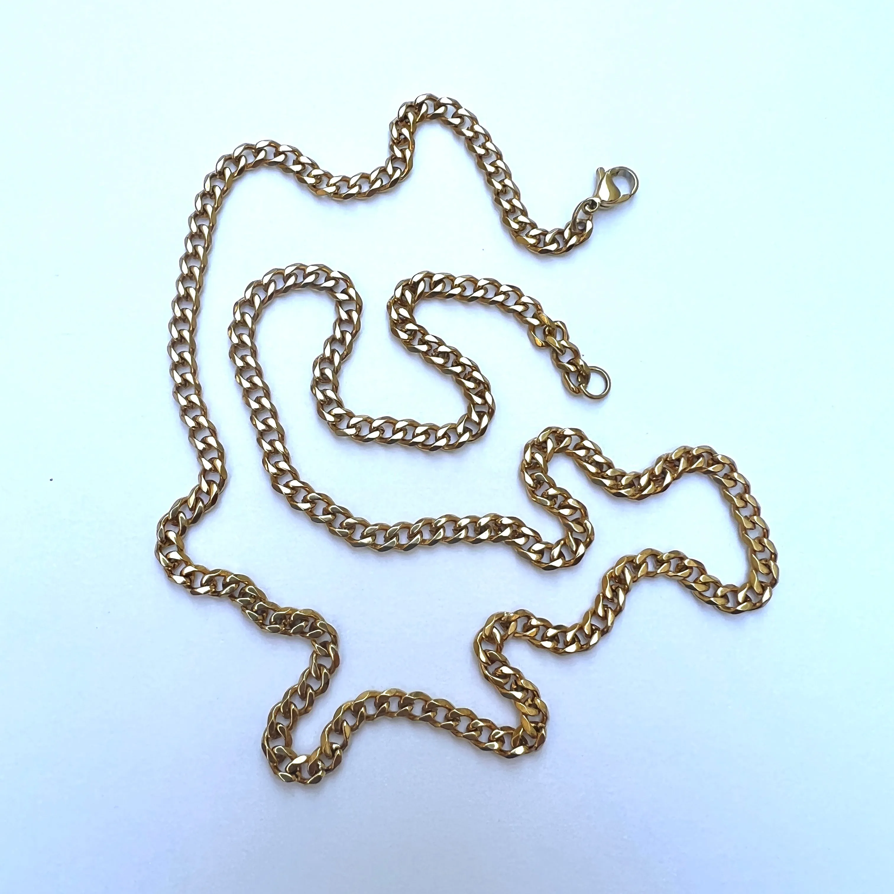 4mm Small Curb Gold Plated Stainless Chain - 23.5