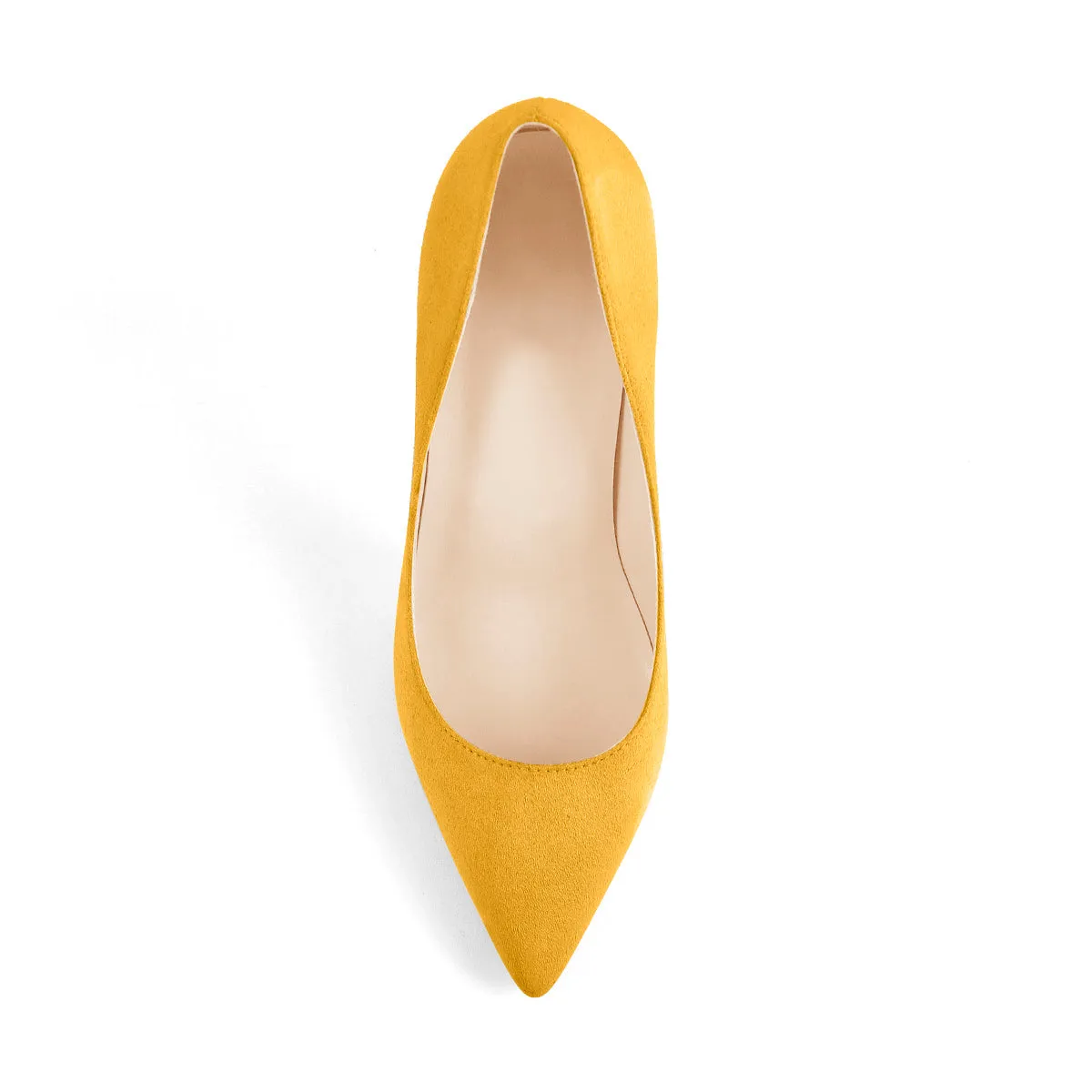 8cm 10cm 12cm Suede Yellow Pointed Toe Slip On High Heel Pumps