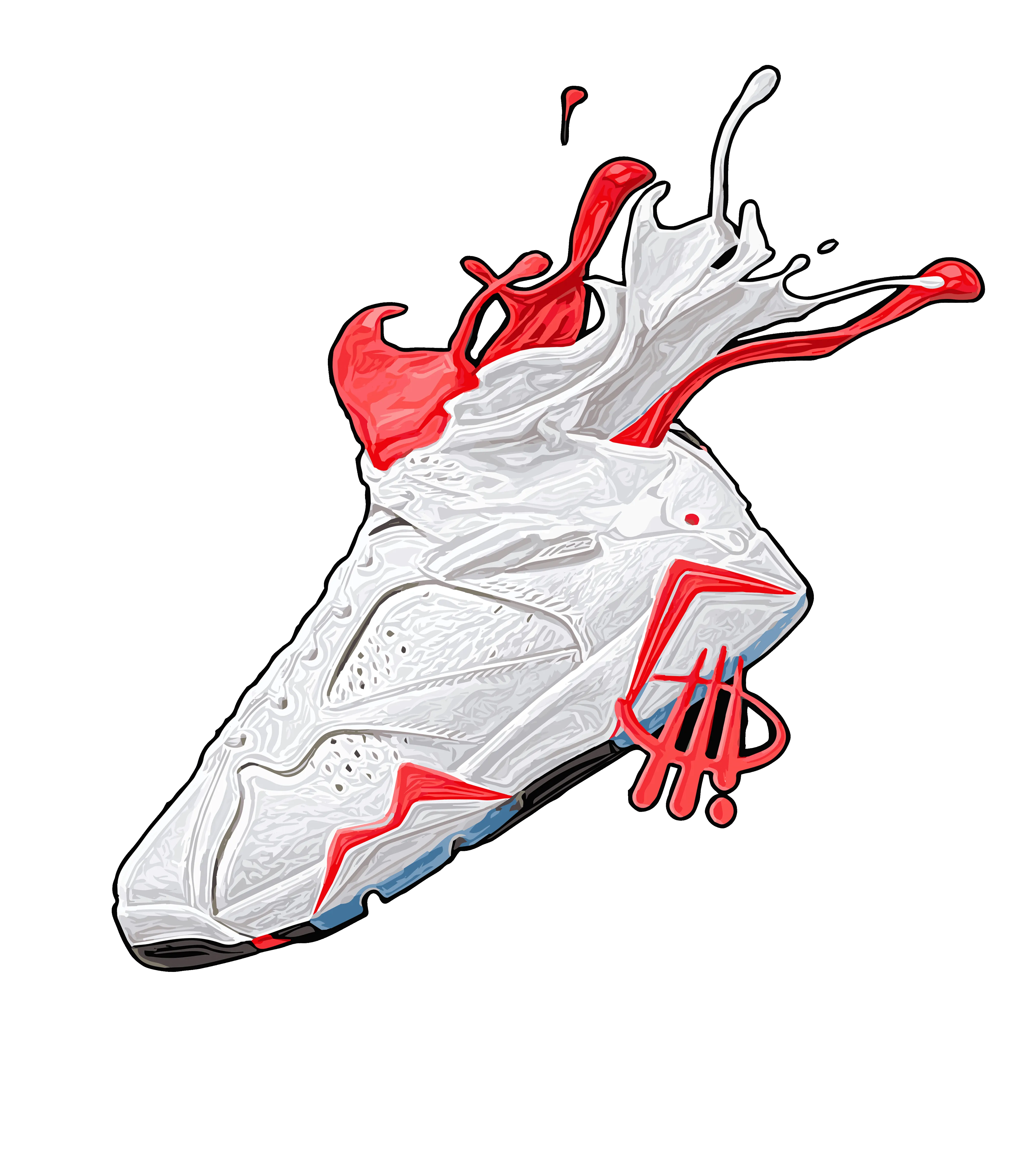 Air Jordan 7 "White Infrared" Black T-Shirt (SPLASH)