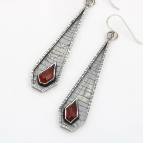 Almondine Garnet Polygon Earrings