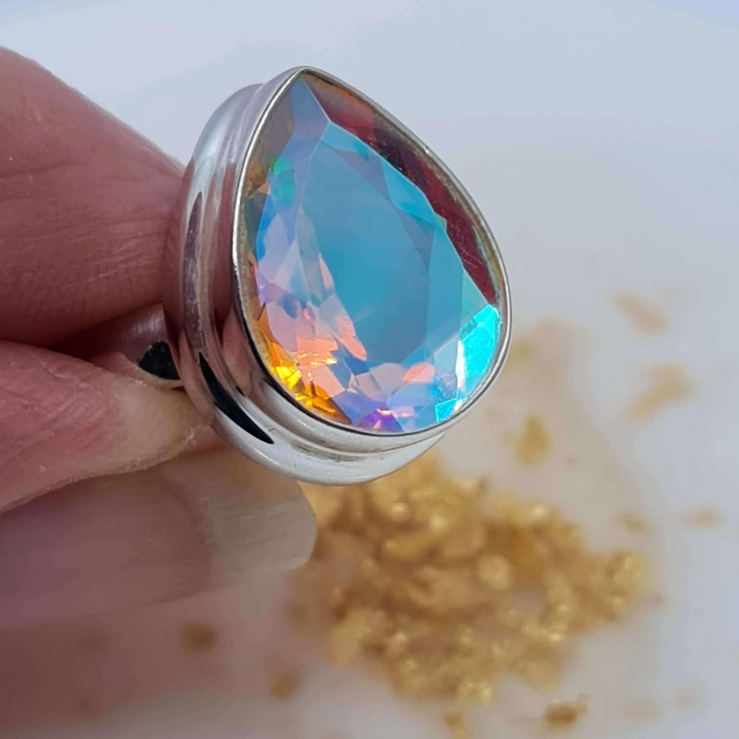 Angel Aura Quartz ring size 8