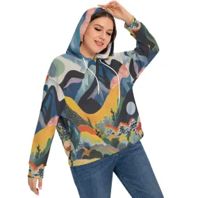 Austrian Blue Mountain Women's Long Sleeve Sweatshirt With Hood(Plus Size)