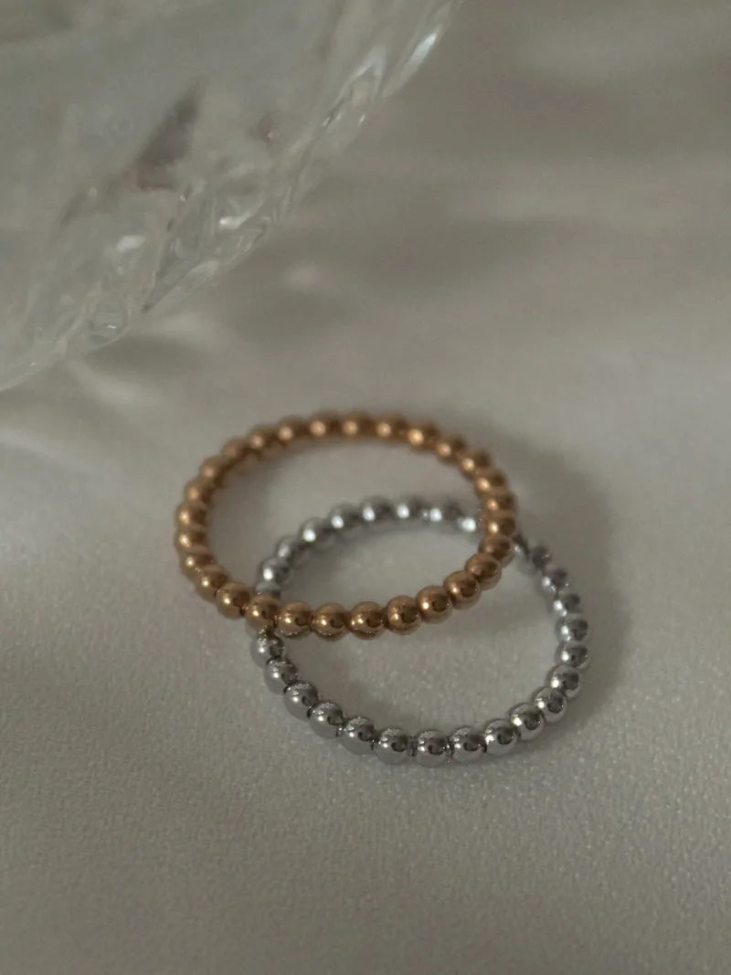 BEADED STACKING RING IN GOLD