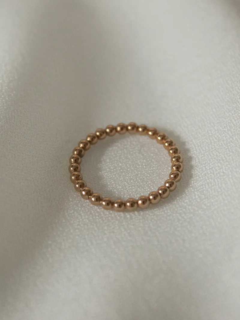 BEADED STACKING RING IN GOLD