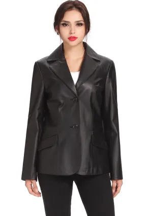 BGSD Women Angie 2-Button Lambskin Leather Blazer