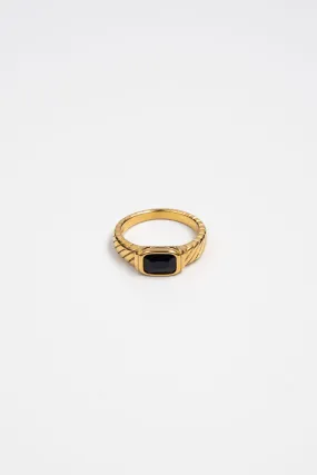 Black Stone Ring Twisted