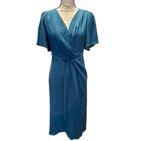 Bloomchic V Neck Faux Wrap Blue Dress Size 10