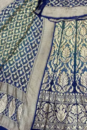 Blue Banarasi Bandhani Georgette Lehenga Set