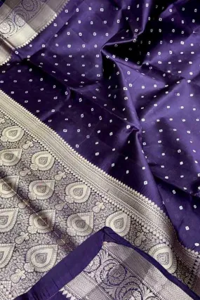 Blue Banarasi Silk Bandhani Saree - Handloom Beauty