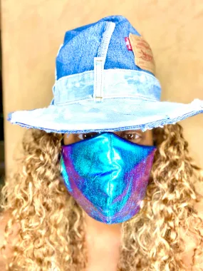 BLUE Iridescent Fabric Mask