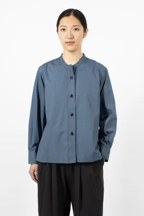 Button Through Collarless Shirt Uniform Blue