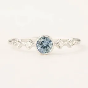 Celeste Ring 4.5mm 0.45ct Blue Montana Sapphire, 14k White Gold