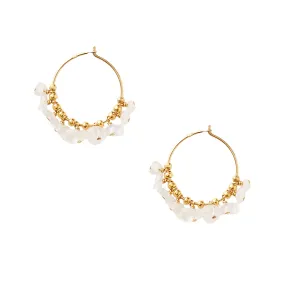 Chan Luu Heishi Small Hoop Earrings in Moonstone and Gold