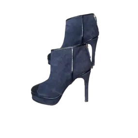 Chanel Suede Kid Navy Booties Size 38