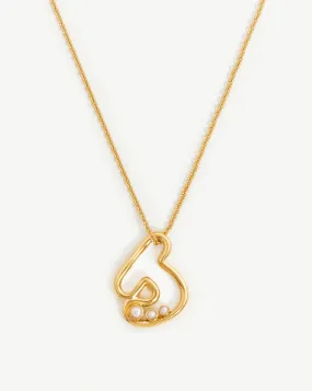 Chubby Pearl Initial Pendant Necklace  - Initial J | 18ct Gold Plated Vermeil/Pearl