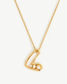 Chubby Pearl Initial Pendant Necklace  - Initial L | 18ct Gold Plated Vermeil/Pearl