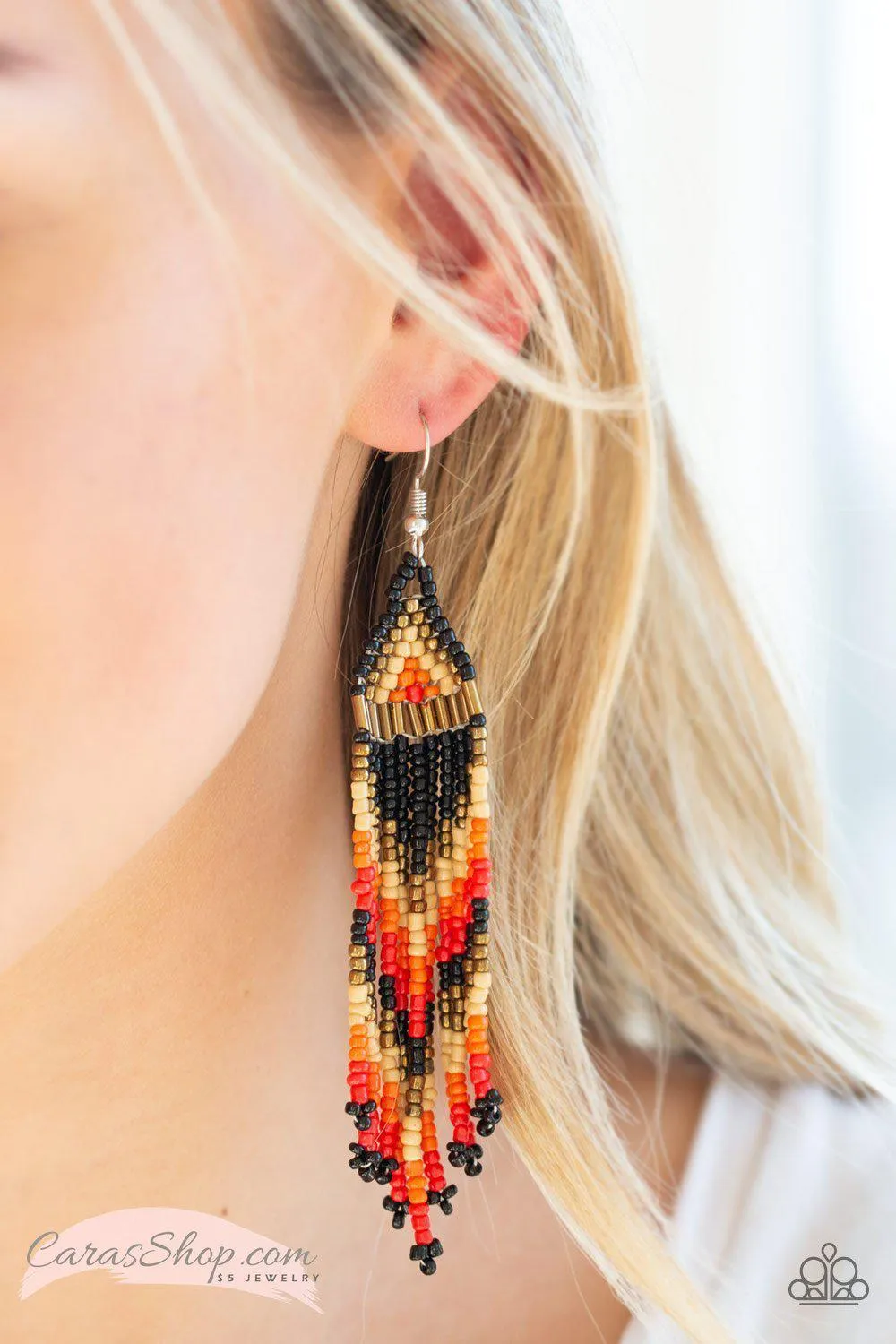 Colors of the Wind - Multi-color Seed Bead Earrings - Paparazzi Accessories