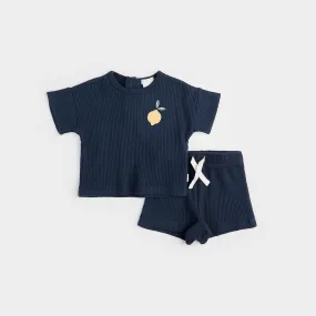 Dress Blue Thermal Shorts Set