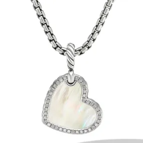 DY Elements Heart Amulet with Mother of Pearl and Pave Diamonds, 19MM