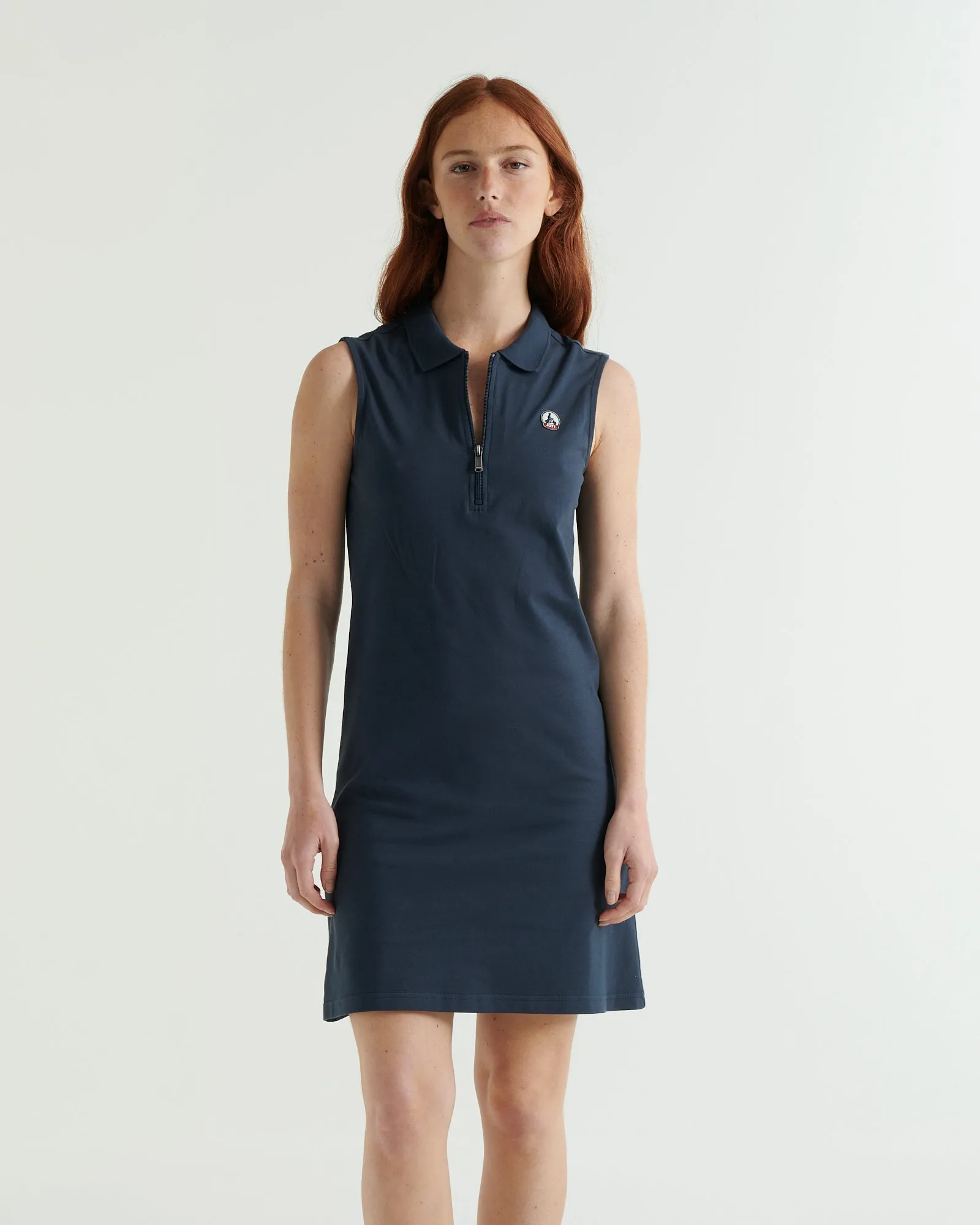 Esmeralda organic cotton sleeveless polo dress Navy