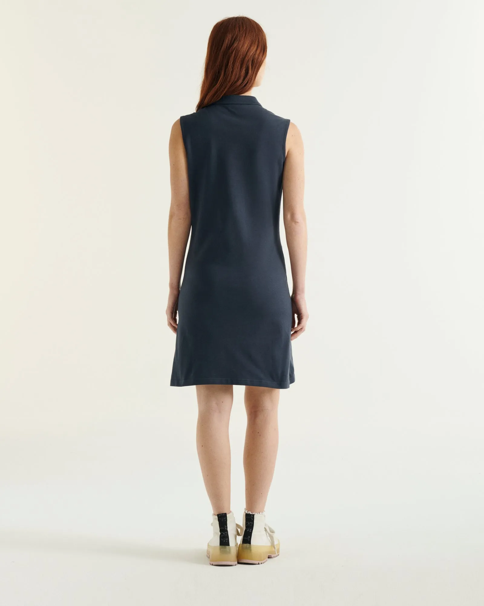 Esmeralda organic cotton sleeveless polo dress Navy