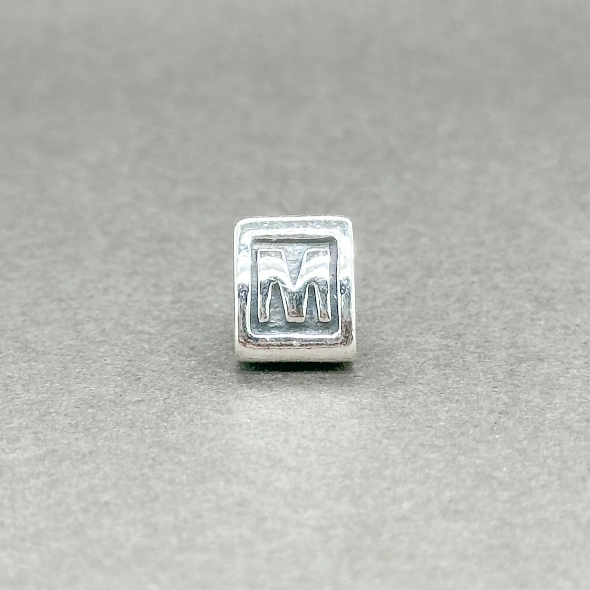 Estate Pandora SS Triangle Block Letter M Bead Charm