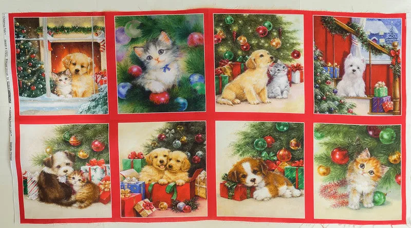 Fabric Christmas Pets Panel, from Robert Kaufman, design #17572 by Hazel Lincoln