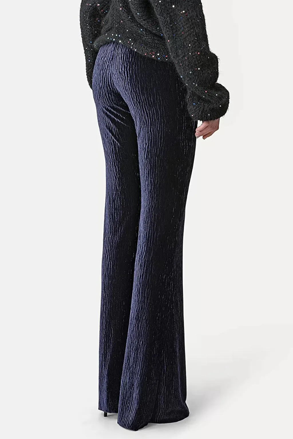 FLARED CRUSHED VELVET PANTS