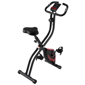 Folding Exercise Bike Magnetic Stationary Foldable Indoor Cycling Bike with Adjustable Resistance&LCD Monitor& Pulse Sensor for Home