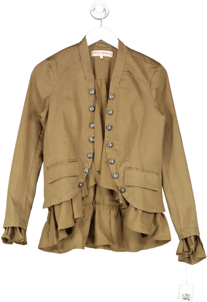 Free People Green Ruffles Romance Jacket UK XS