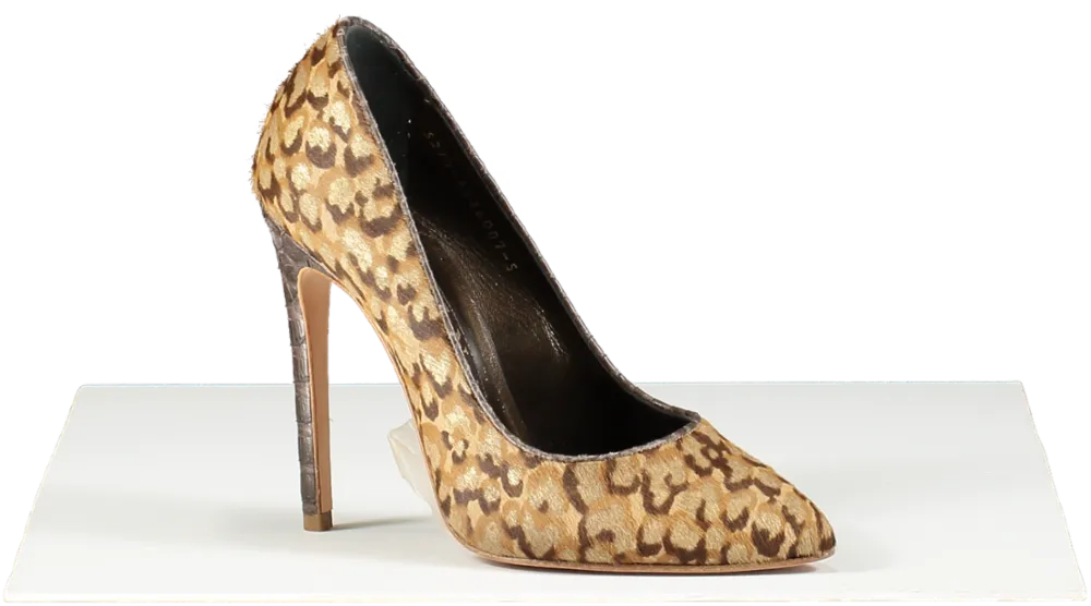 GINA Beige Pony Skin Aniaml Print Court Shoes UK 5 EU 38 👠