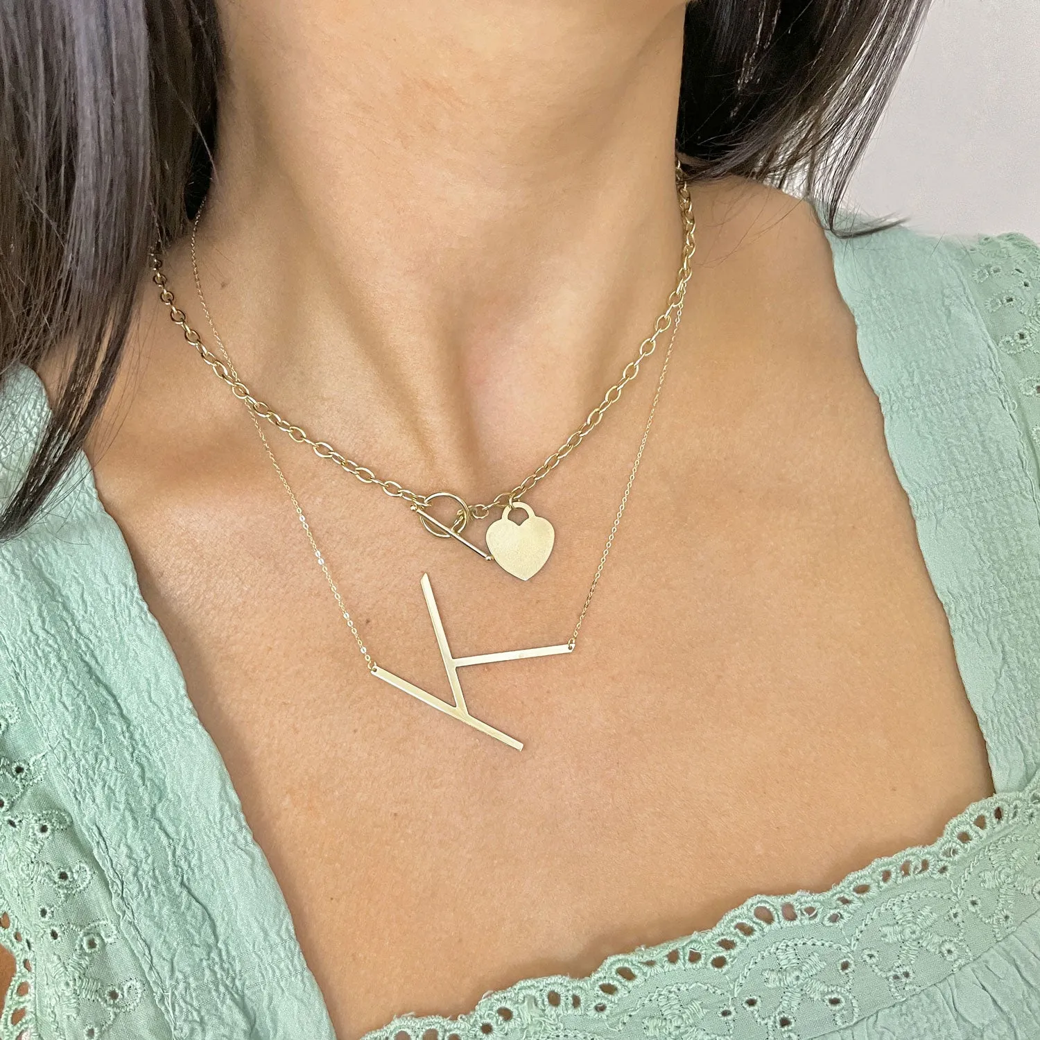 Gold Heart Toggle Necklace