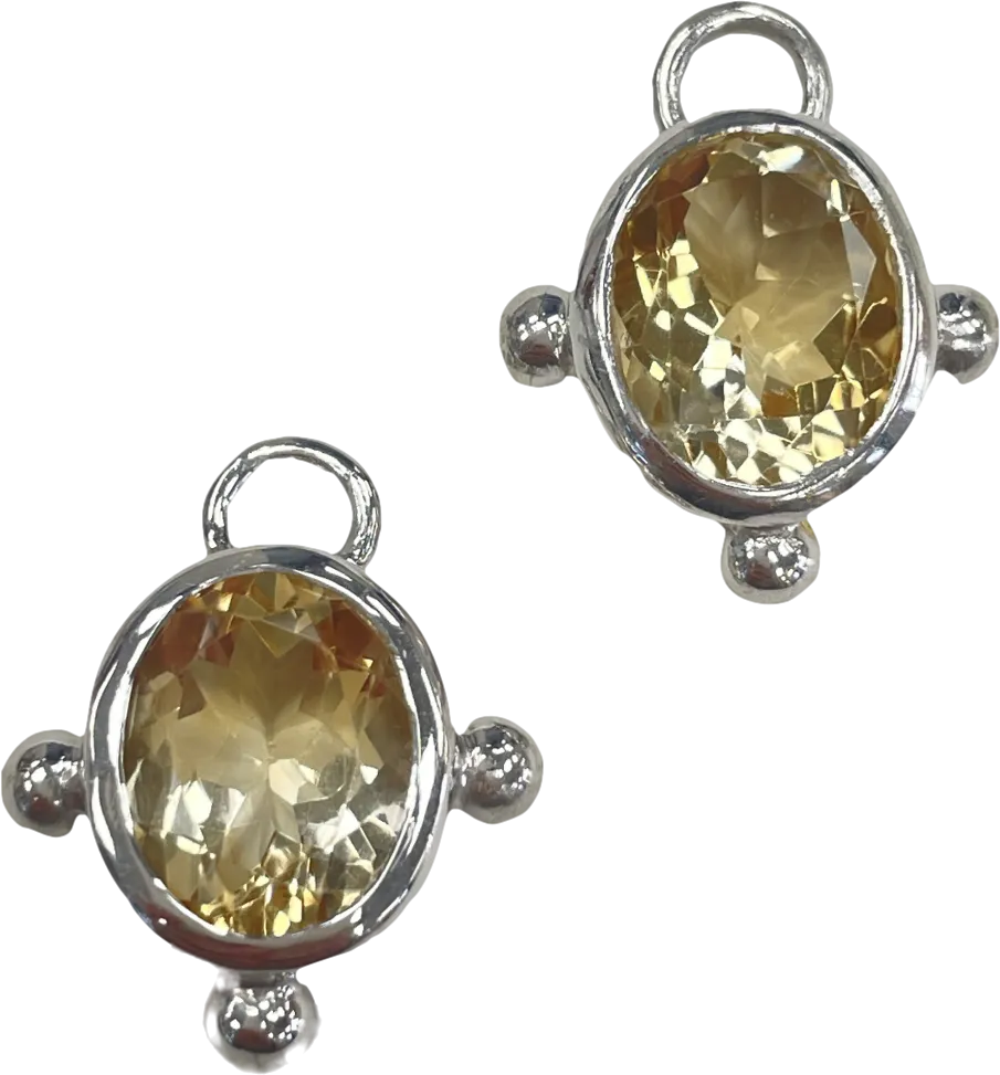 Heavenly London Silver /citrine Oval Detachable Drops For Huggies/hoop Earrings