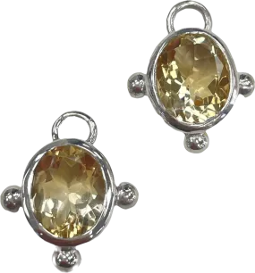 Heavenly London Silver /citrine Oval Detachable Drops For Huggies/hoop Earrings