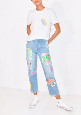 House of Holland Cross Transfer Print Boyfriend Jean