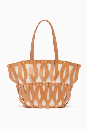 Indra Large Tote - Saddle/Canvas