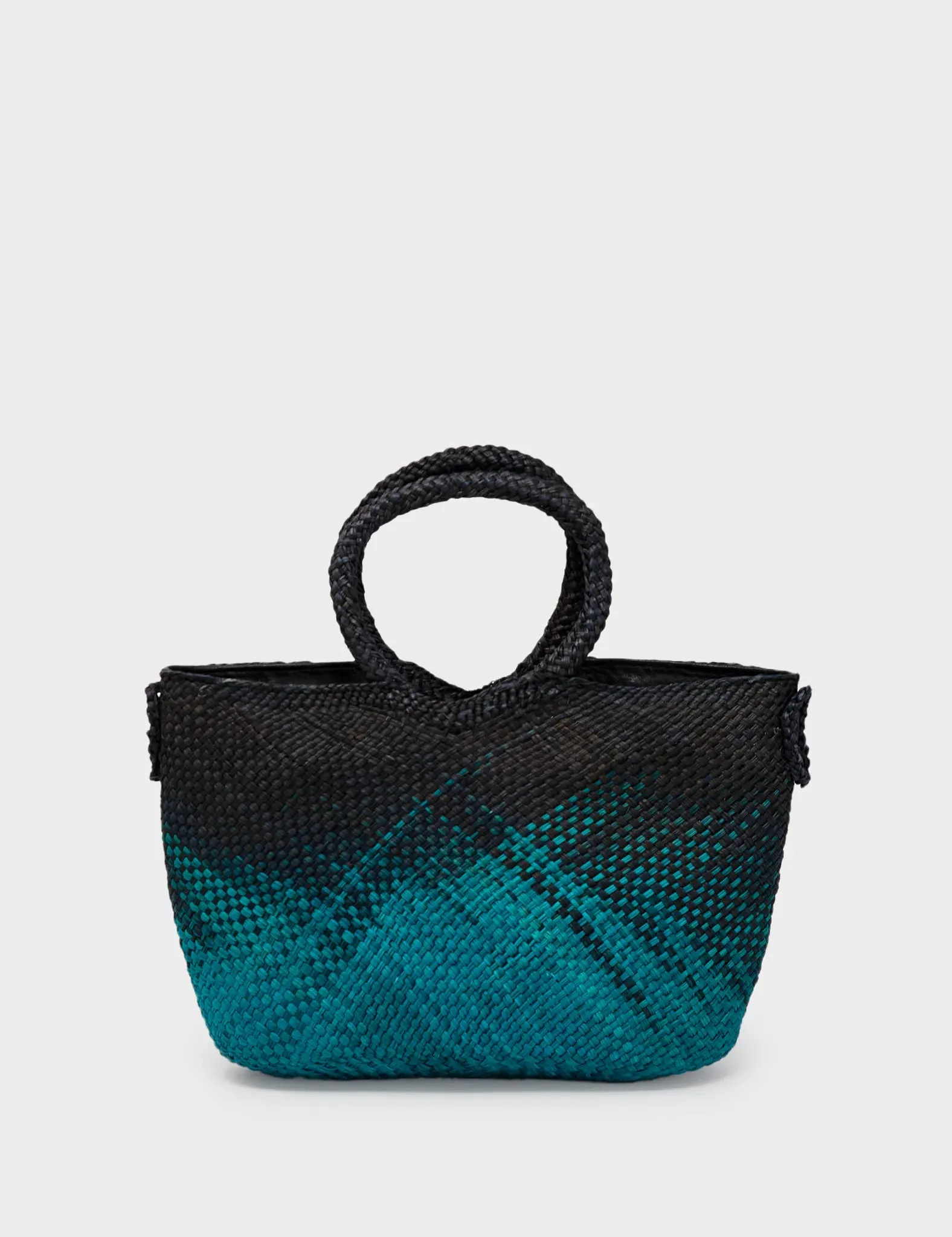 Iraca Basket Bag - Black and Blue