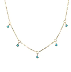 Jeni Blue Turquoise Drops Necklace Gold