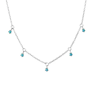 Jeni Blue Turquoise drops Necklace Silver