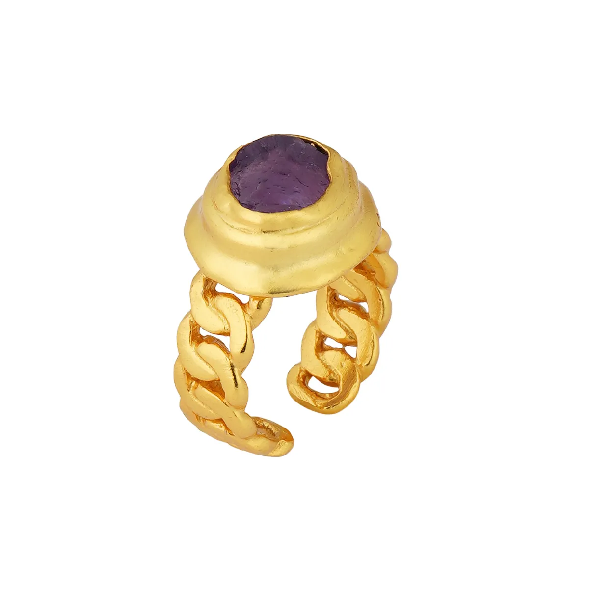 Link and Stone Statement Ring with Amethyst