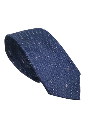 LOEWE 100% Silk Navy Blue Tie Pink Abstract L Repeat (60" L | 3.2" W)